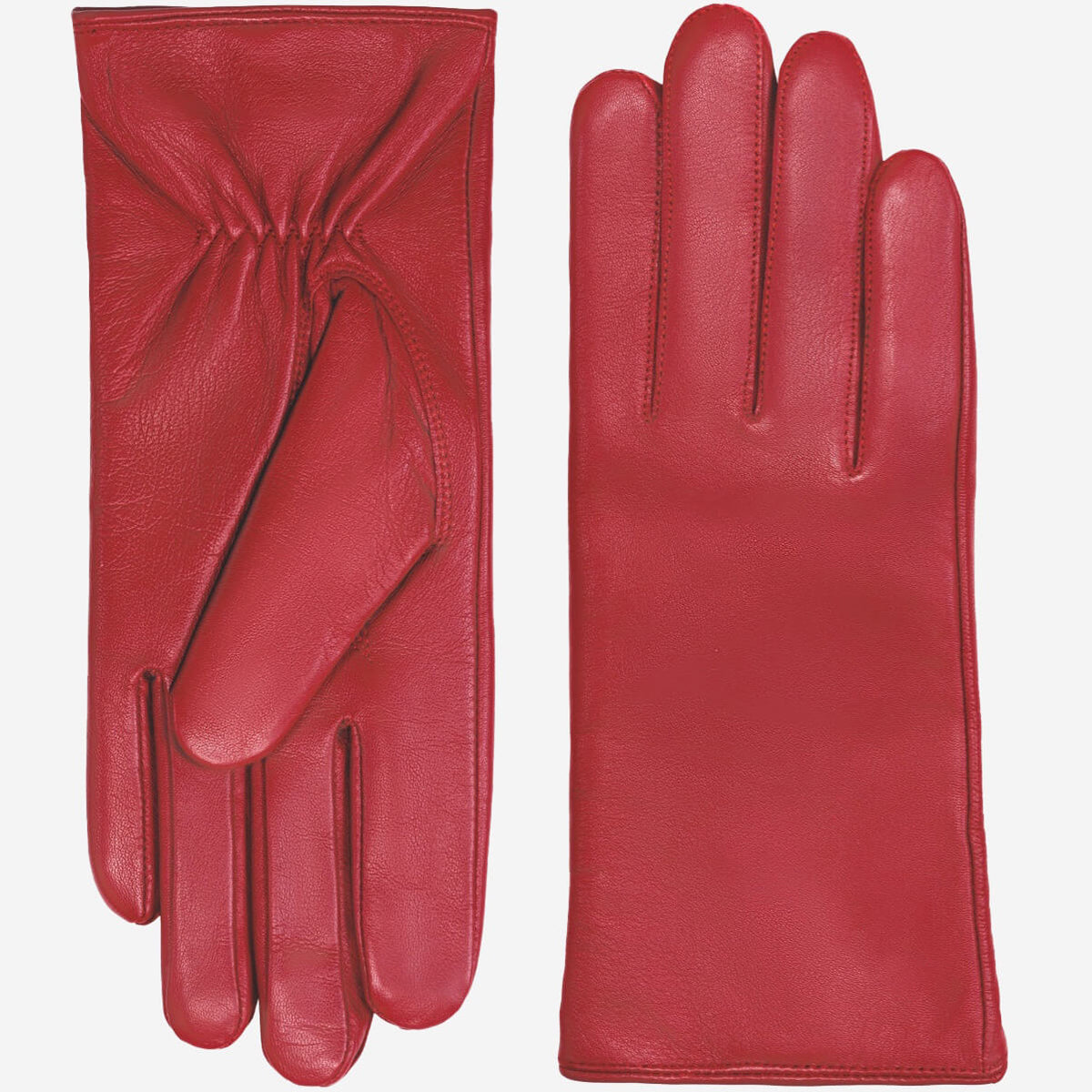 Zoey (red) – Sheepskin leather gloves with warm wool/cashmere lining & touchscreen function - Glamourous Grace