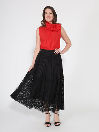 A-line pleated detail bottom lace skirt - Glamourous Grace