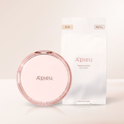 A'pieu Waterlock Cushion SPF50+ PA++++ Set 15g + 15g(Refill) #21 Light Beige - Glamourous Grace