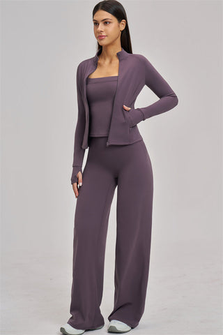 The Swoon Jacket Tank Top Flared Leggings 3-Piece Set