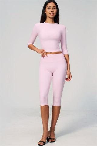 The Natalia Half-Sleeve Top Capri Leggings 2-Piece Set