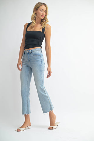Shayna Mid Rise Crop Flare Light Jeans