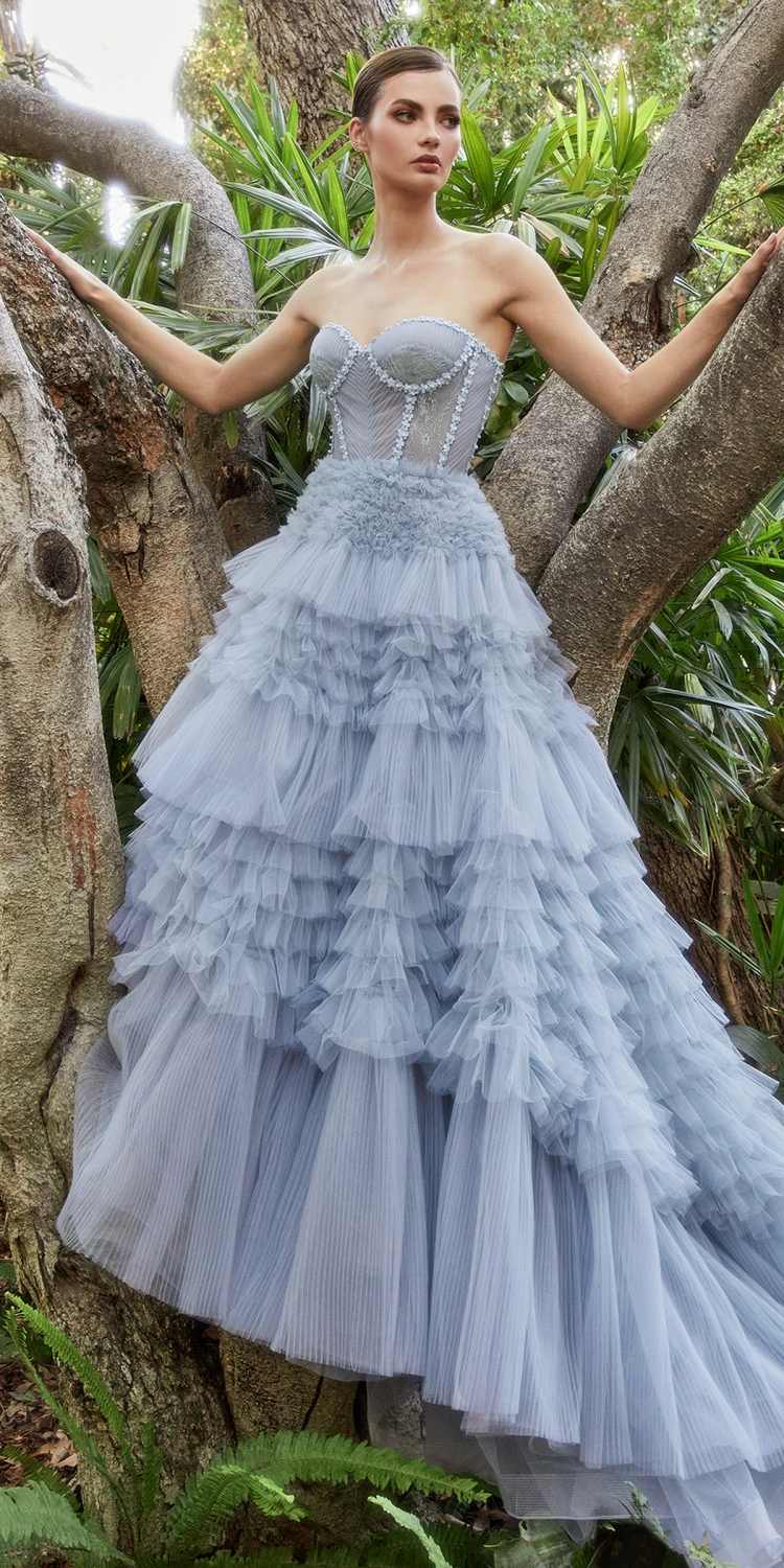 Andrea & Leo A1017 Corset Princessa Tulle Ruffle Ball Gown - Glamourous Grace