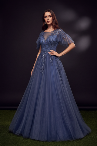 Andrea & Leo A1351 Embellished Lace Layered Tulle Ball Gown - Glamourous Grace