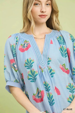 Umgee Abstract Print Mini Dress in Blue - Glamourous Grace