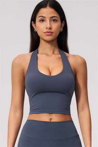 The Twirl Wide Strap Halter Crop Top
