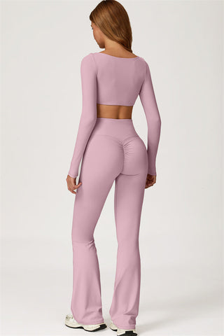 The Lily Belle Crop Top Flared Leggings 2-Piece Set