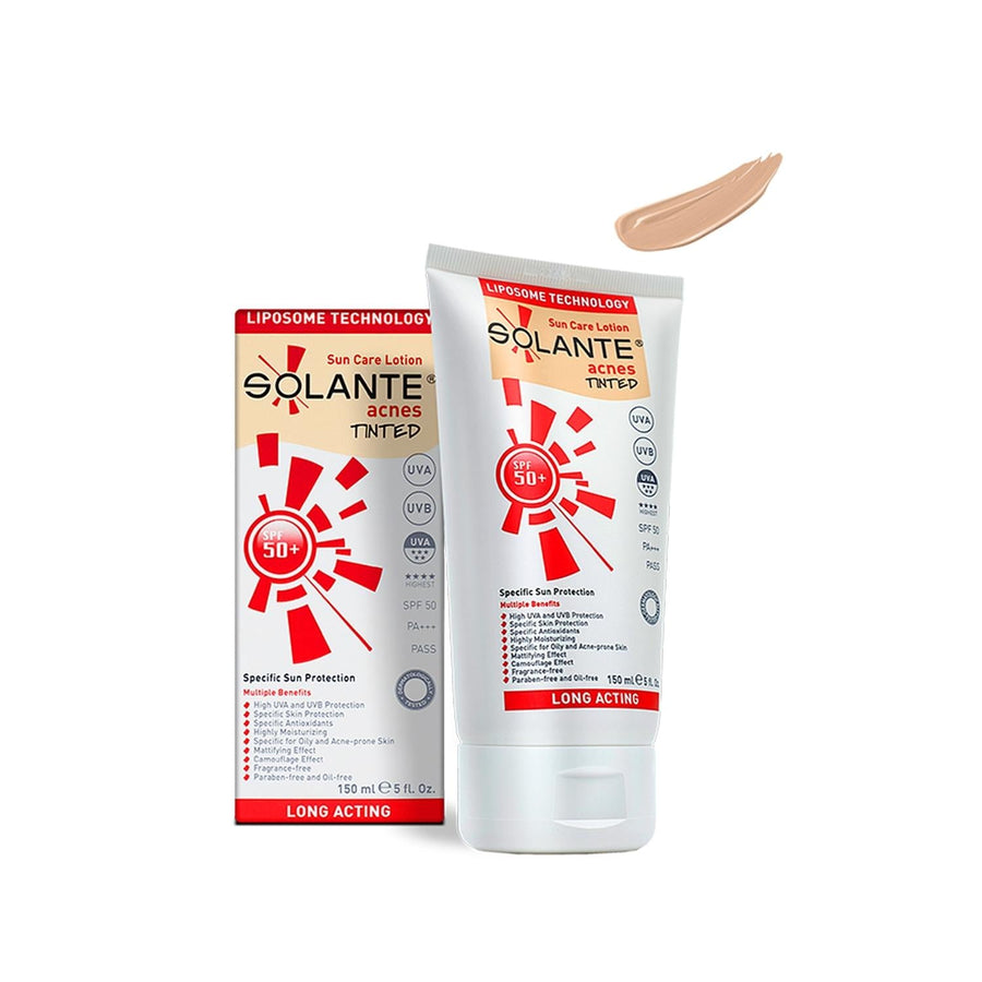 Solante Tinted Sunscreen for Acne-Prone Skin - SPF50 Protection, Tinted Coverage, 5.07 fl oz - Glamourous Grace
