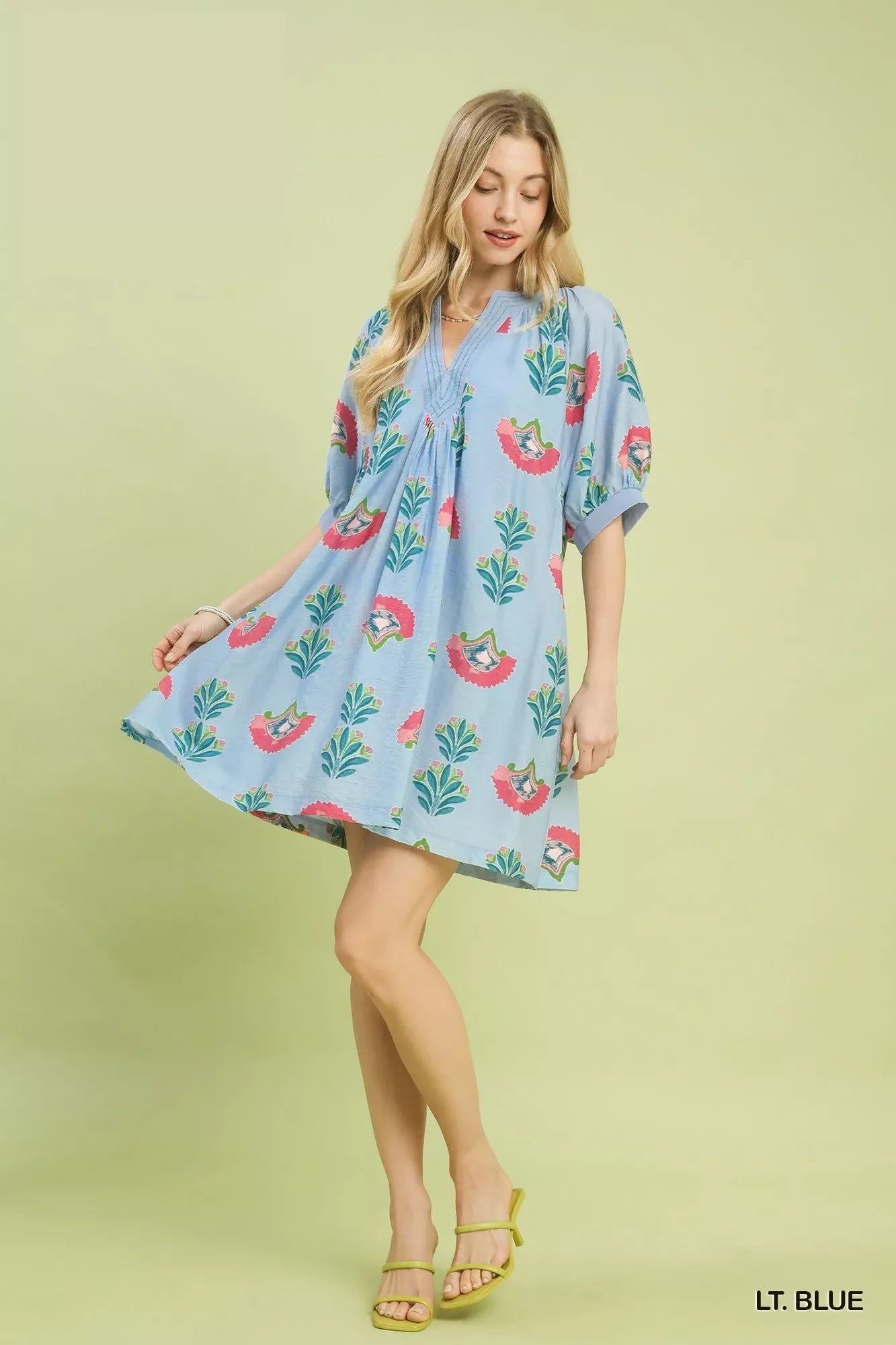 Umgee Abstract Print Mini Dress in Blue - Glamourous Grace