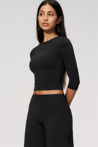 The Natalia Half-Sleeve Top Wide-Leg Crop 2-Piece Set