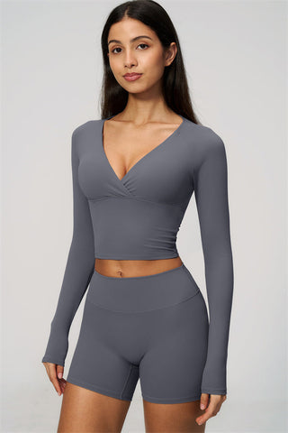 The Lox Long Sleeve Crop top Shorts 2-Piece Set