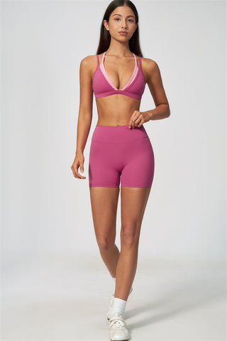 The Seraphine Layered V Sports Bra Shorts 2-Piece Set