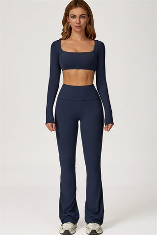 The Lily Belle Crop Top Flared Leggings 2-Piece Set
