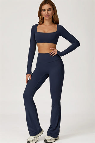 The Lily Belle Crop Top Flared Leggings 2-Piece Set