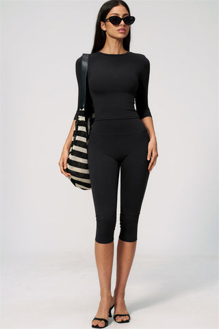 The Natalia Half-Sleeve Top Capri Leggings 2-Piece Set