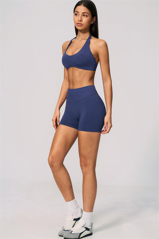 The Velvetine Halter Sports Bra Shorts 2-Piece Set