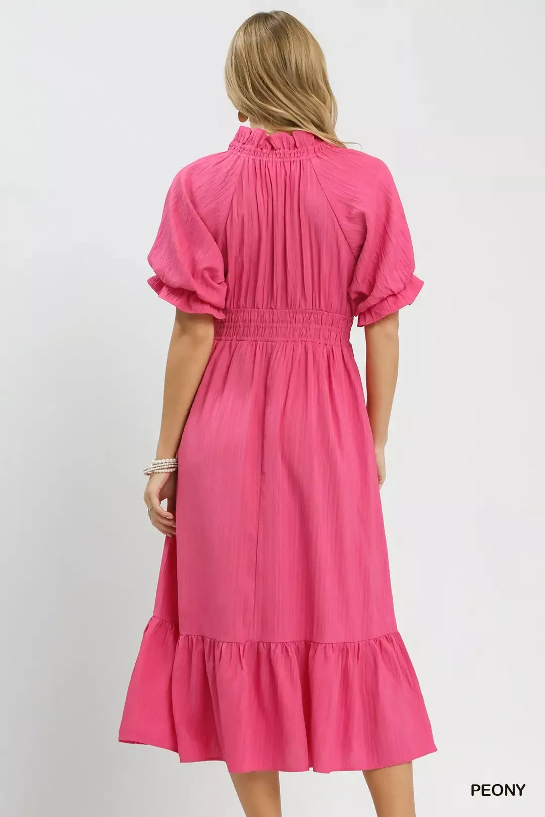 Umgee Ruffle V-Neck Midi Dress - Glamourous Grace