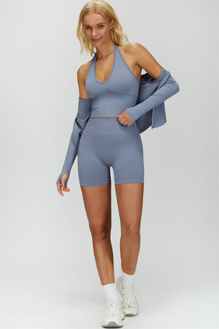 The Delight Jacket Sports Bra Shorts 3-Piece Set