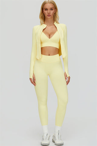 The Empower Jacket Sports Bra Leggings 3-Piece Set