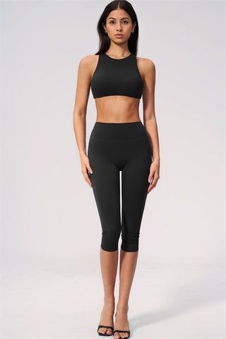 The Twirl Open Back Sports Bra Capri Leggings 2-Piece Set