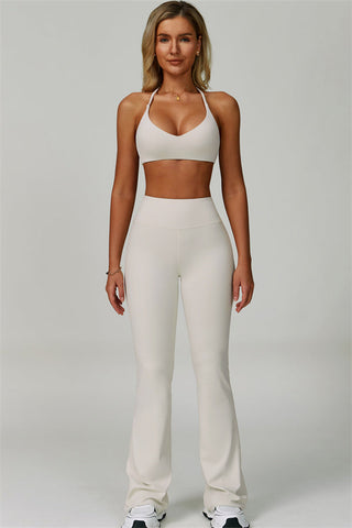 The Bold Cross Back Sports Bra Flared Leggings 2-Piece Set