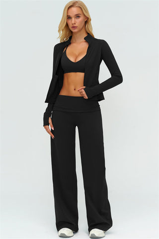 The Twirl Zip Jacket Sports Bra Straight Leg Pants 3-Piece Set