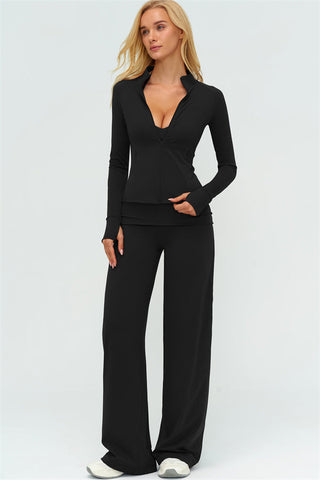 The Twirl Zip Jacket Straight Leg Pants 2-Piece Set