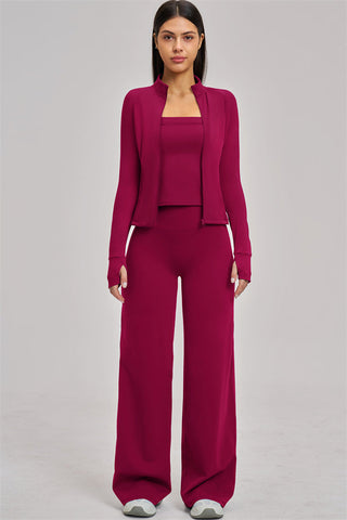 The Swoon Jacket Tank Top Flared Leggings 3-Piece Set