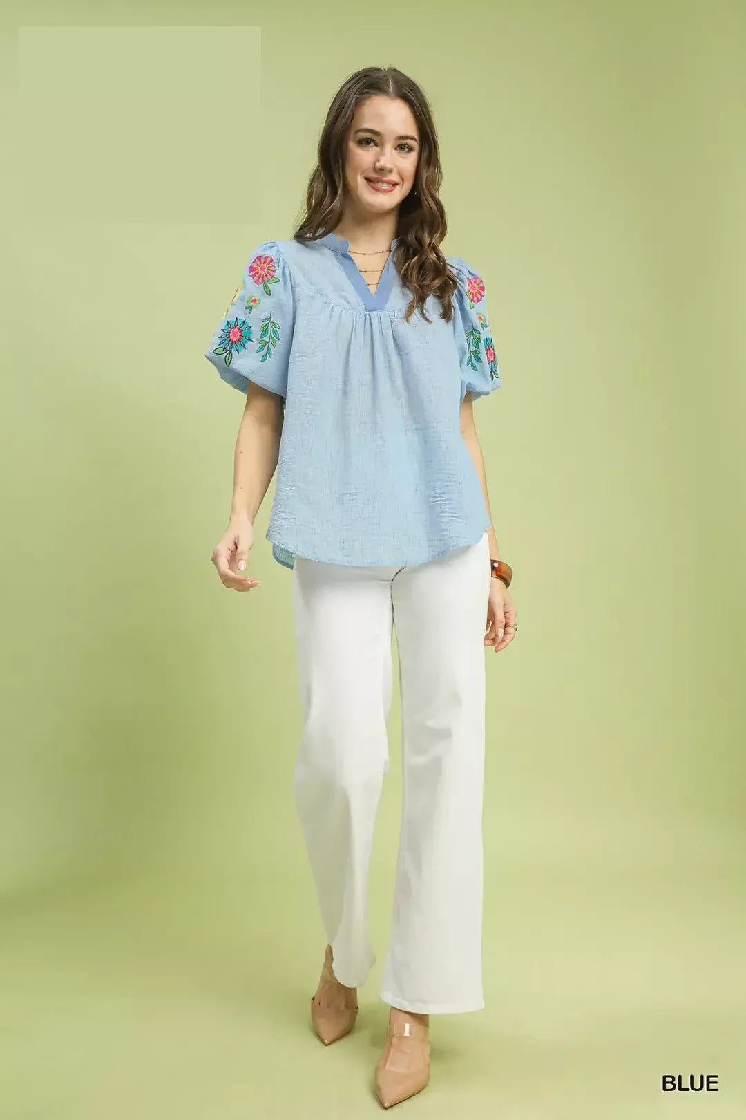 Umgee Embroidered Puff Sleeve Top - Glamourous Grace