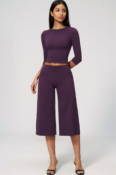 The Natalia Half-Sleeve Top Wide-Leg Crop 2-Piece Set