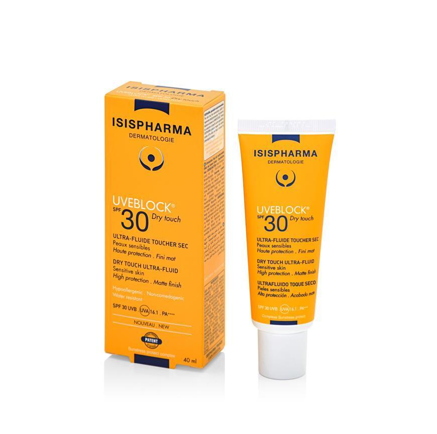 Isispharma Uveblock SPF30 Dry Touch Ultra-Fluid Sunscreen for Oily Skin - Non-Greasy, Moisturizing, SPF 30 Sun Protection - Glamourous Grace