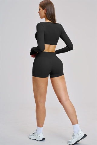 The Zestful Long Sleeve Crop Top Shorts 2-Piece Set