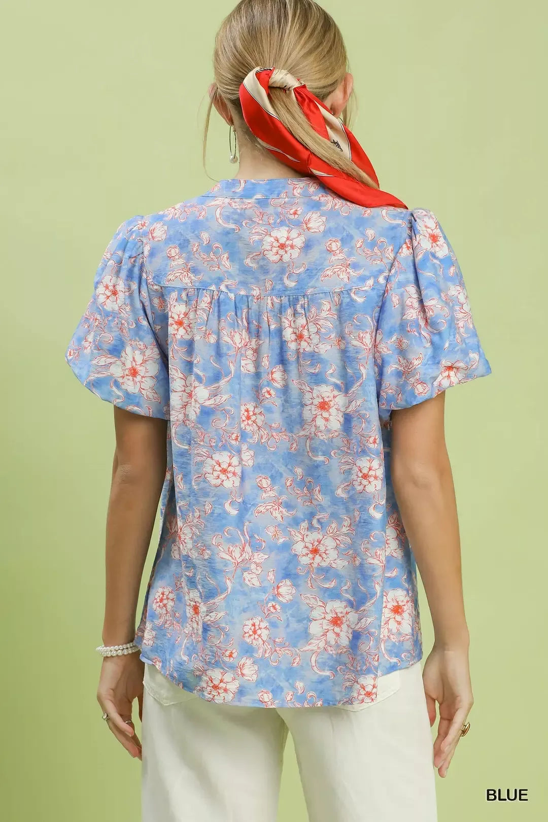 Umgee Floral Button-Front Short Sleeve Shirt - Glamourous Grace