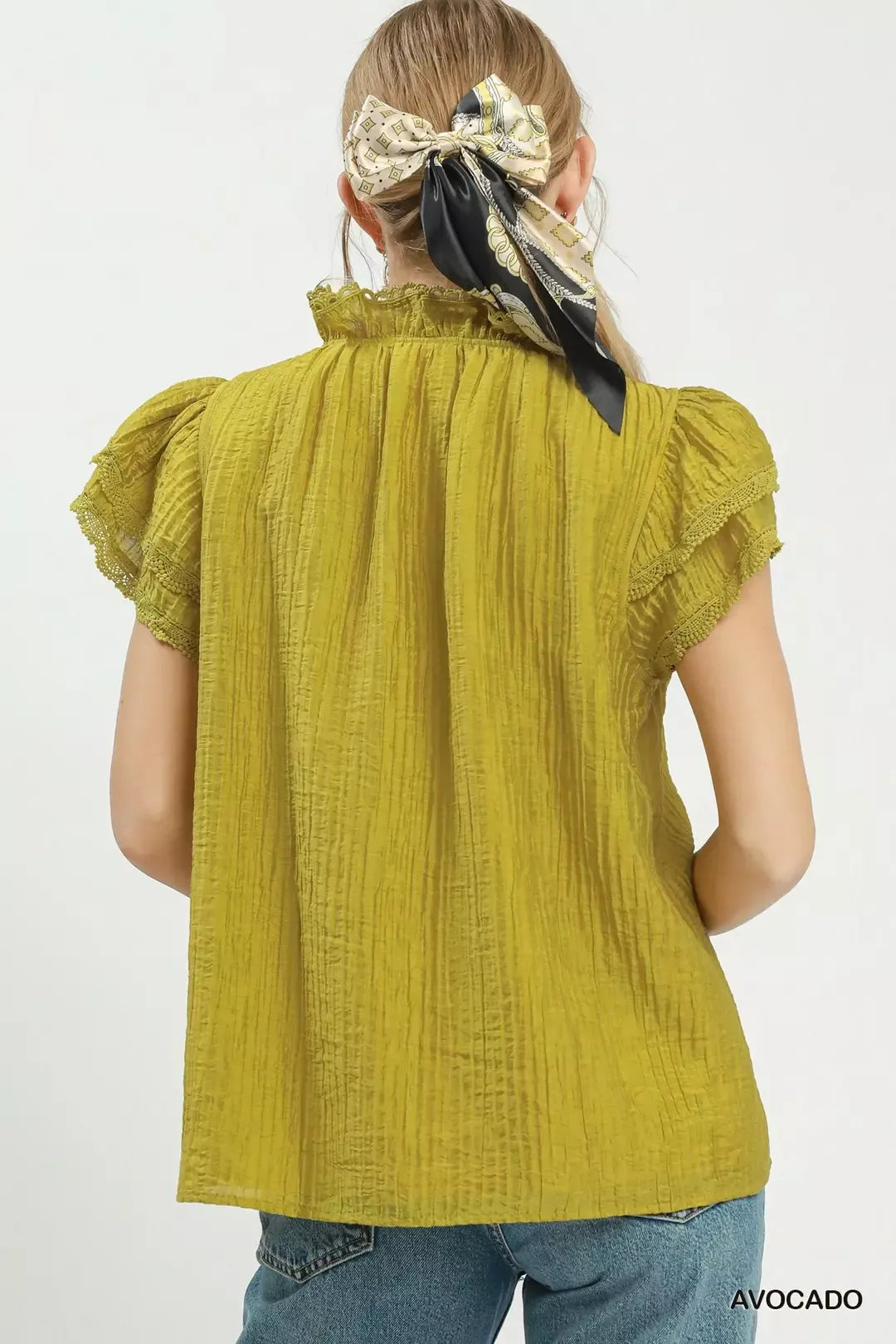 Umgee Lace Trim Ruffle Top - Glamourous Grace