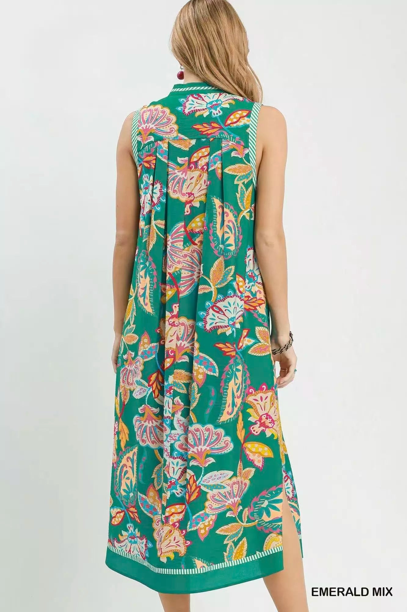 Umgee Paisley Floral Sleeveless Midi Dress - Glamourous Grace