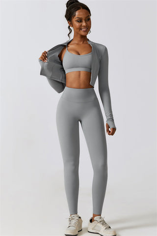 Juno Star Jacket Sports Bra Leggings 3-Piece Set