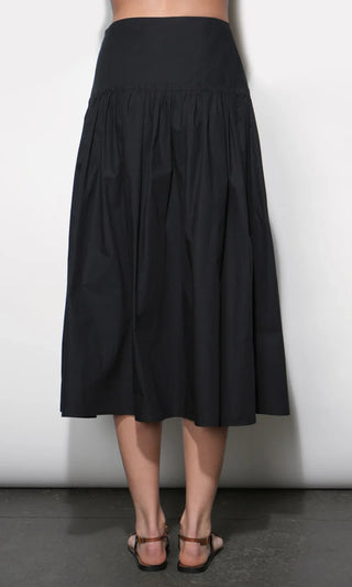Oren Poplin Black Midi Skirt