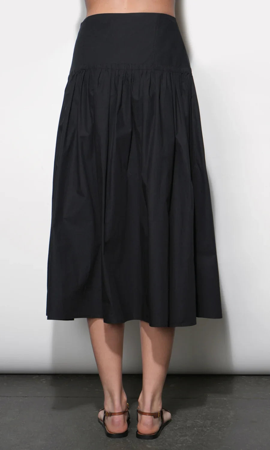 Oren Poplin Black Midi Skirt
