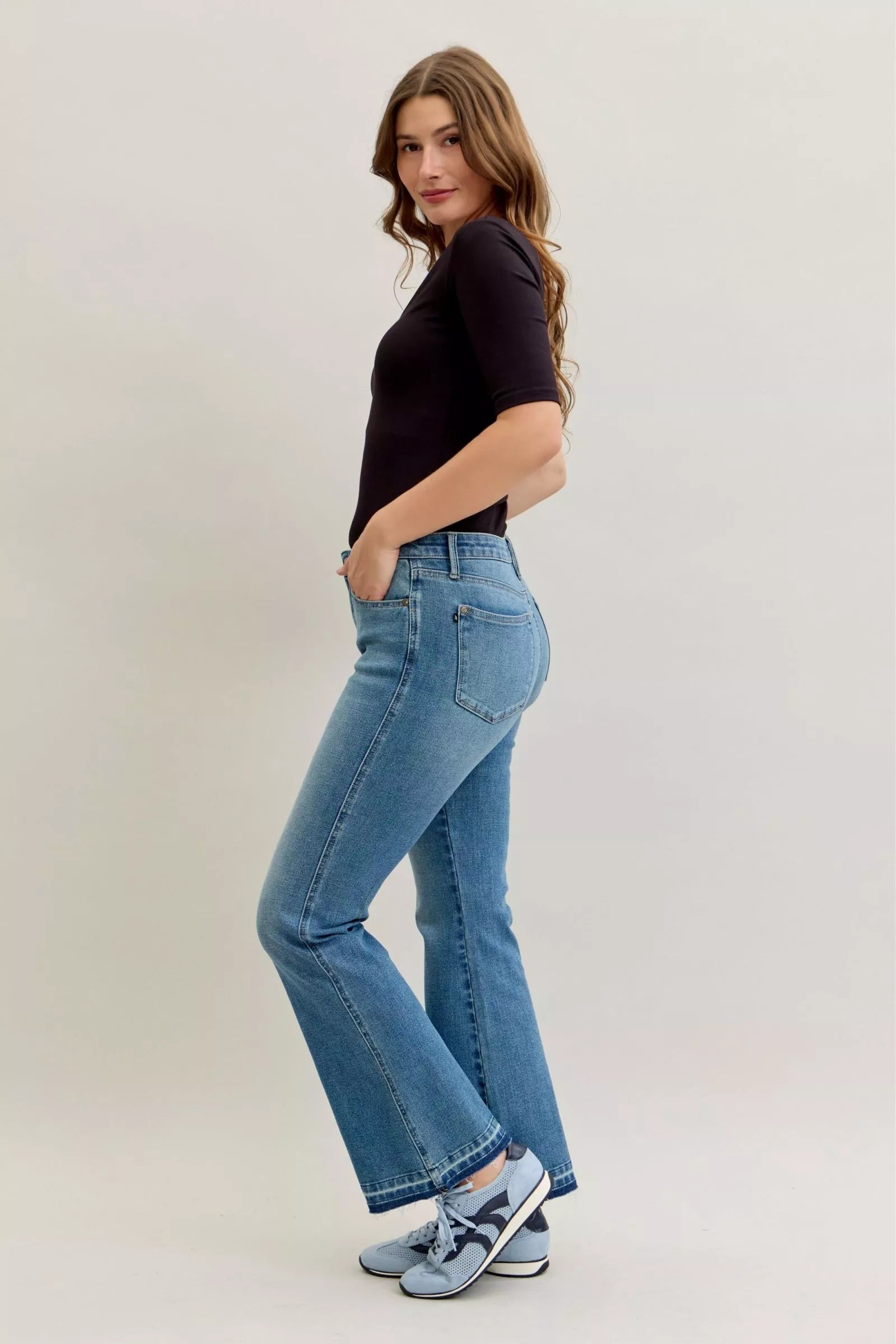 Judy Blue Mid Rise Tummy Control Release Hem Bootcut Jeans