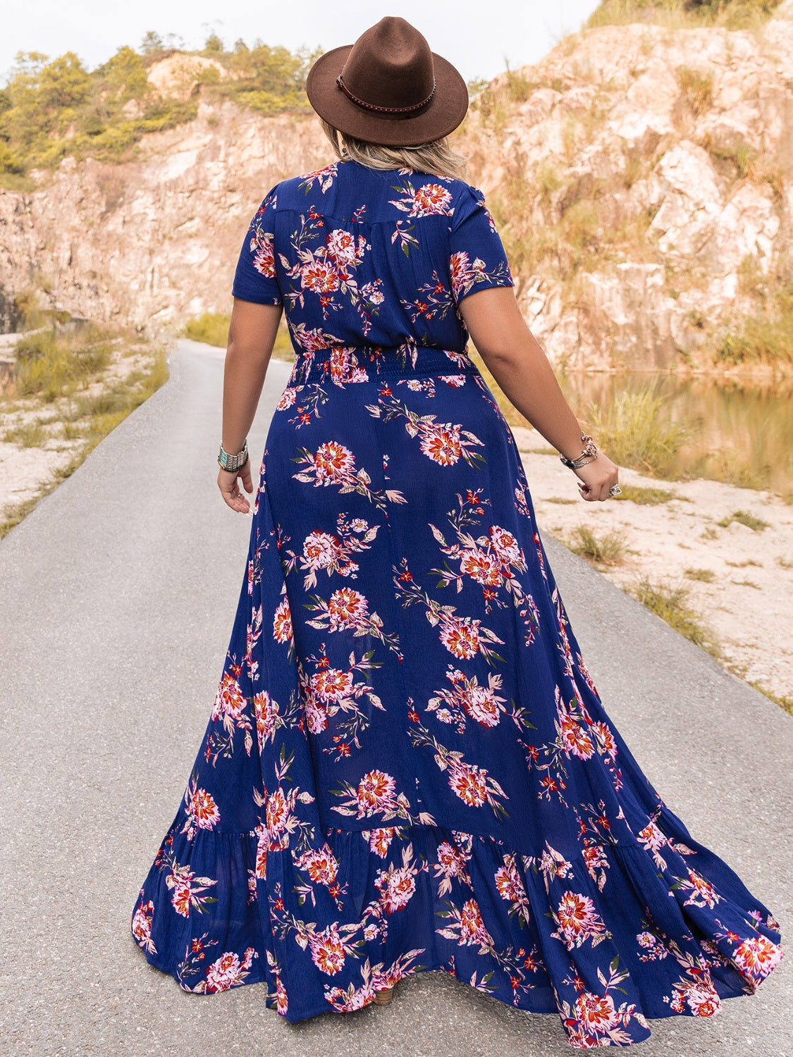 Plus Size V-Neck Maxi Dress - Glamourous Grace