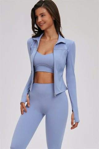 The Kinetic Zip Jacket Cross Back Sports Bra Leggings 3-Piece Set