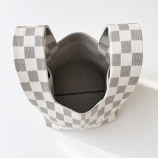 Classic Checkered Grey Handbag - Glamourous Grace