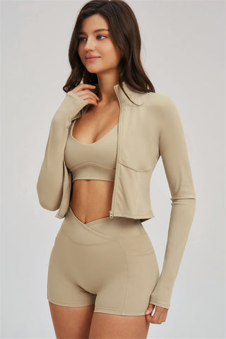 The Sizzle Zip Jacket Sports Bra Shorts 3-Piece Set