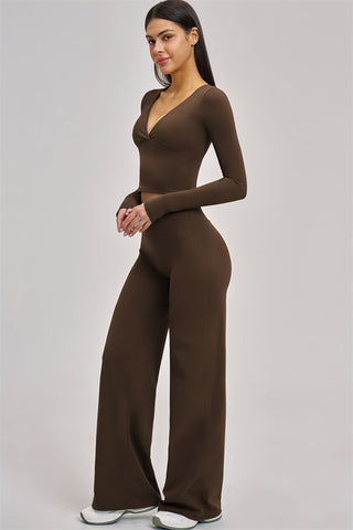 The Swoon Long Sleeve Crop top Flared Leggings 2-Piece Set