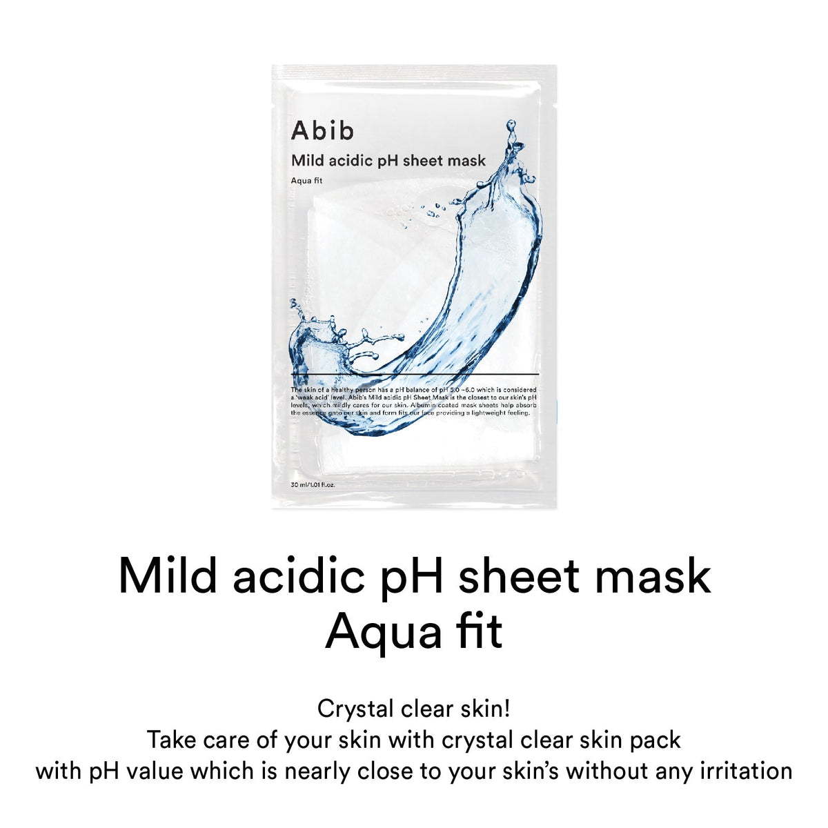 Abib Mild Acidic pH Sheet Mask Aqua Fit 30ml X 10ea - Glamourous Grace