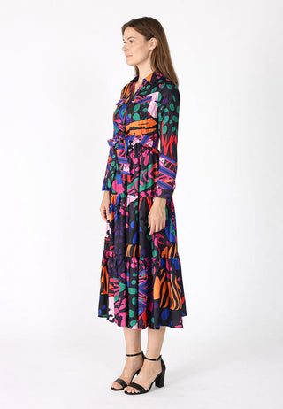 Abstract Print Full Sleeve Long Dress