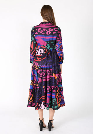 Abstract Print Full Sleeve Long Dress