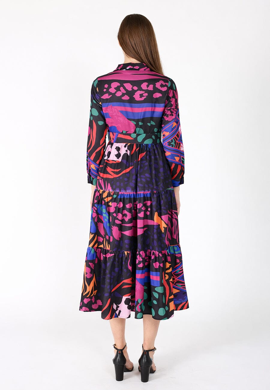 Abstract Print Full Sleeve Long Dress - Glamourous Grace