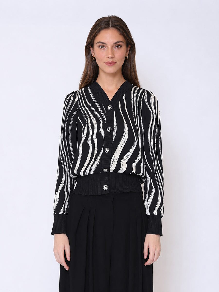 Abstract Printed Cardigan Top - Glamourous Grace