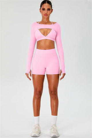 The Ember Sports Bra Crop Top Shorts 3-Piece Set
